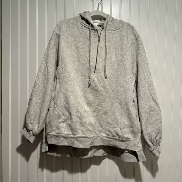 Free People Tops - Free People Gray Oversized Quarter Zip Gray Hoodie Size Small